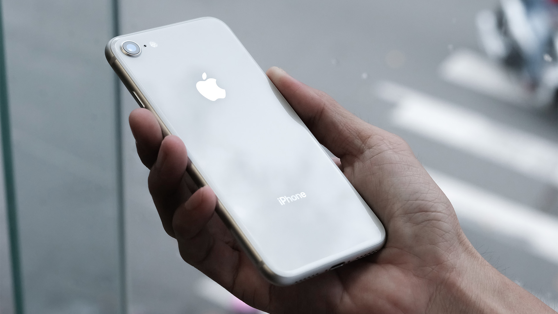 White and silver iPhone 8 back side