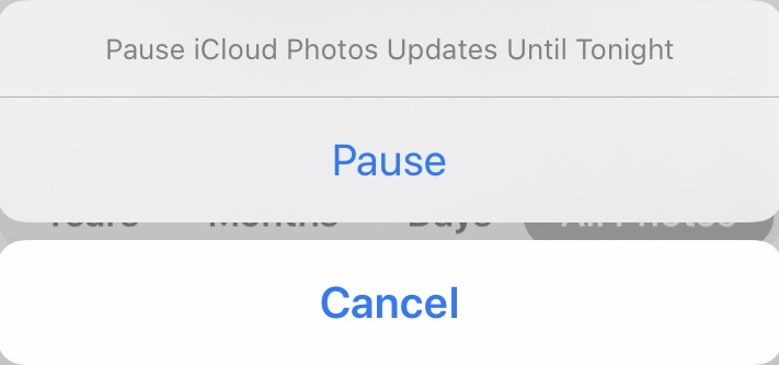 Screenshot showing pause alert