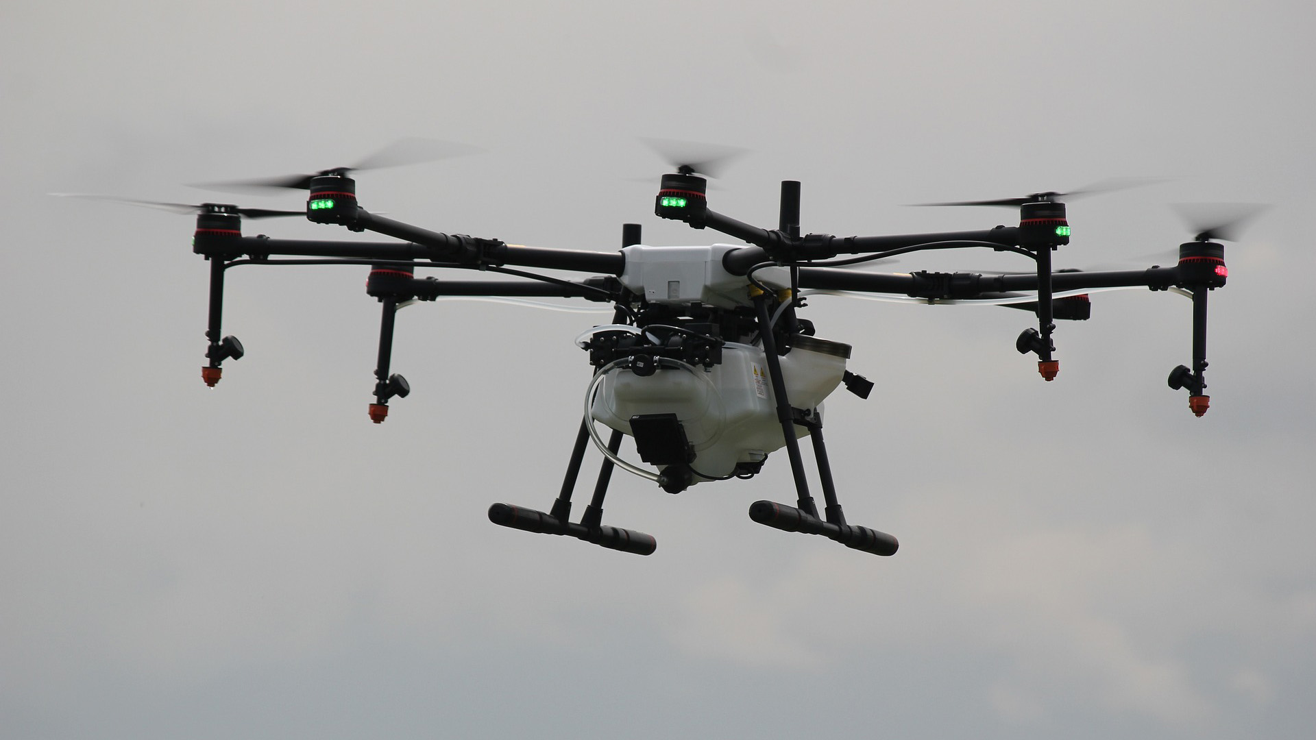 Large drone used for sparying on agricultural fields