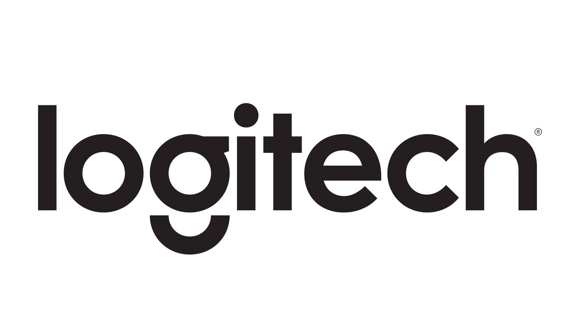 The word Logitech in small caps as its logo