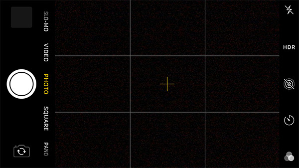 Screenshot of camera with grid active