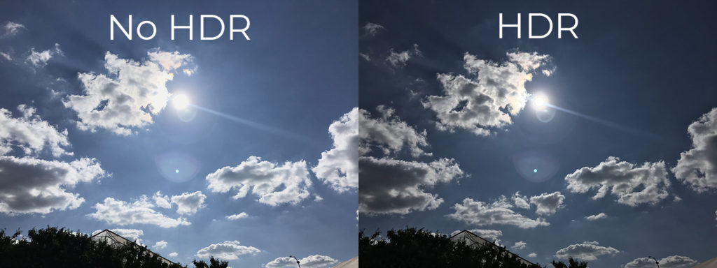 Photos of clouds taken with and without H D R