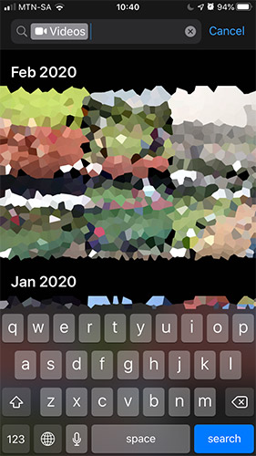 Screenshot of video search